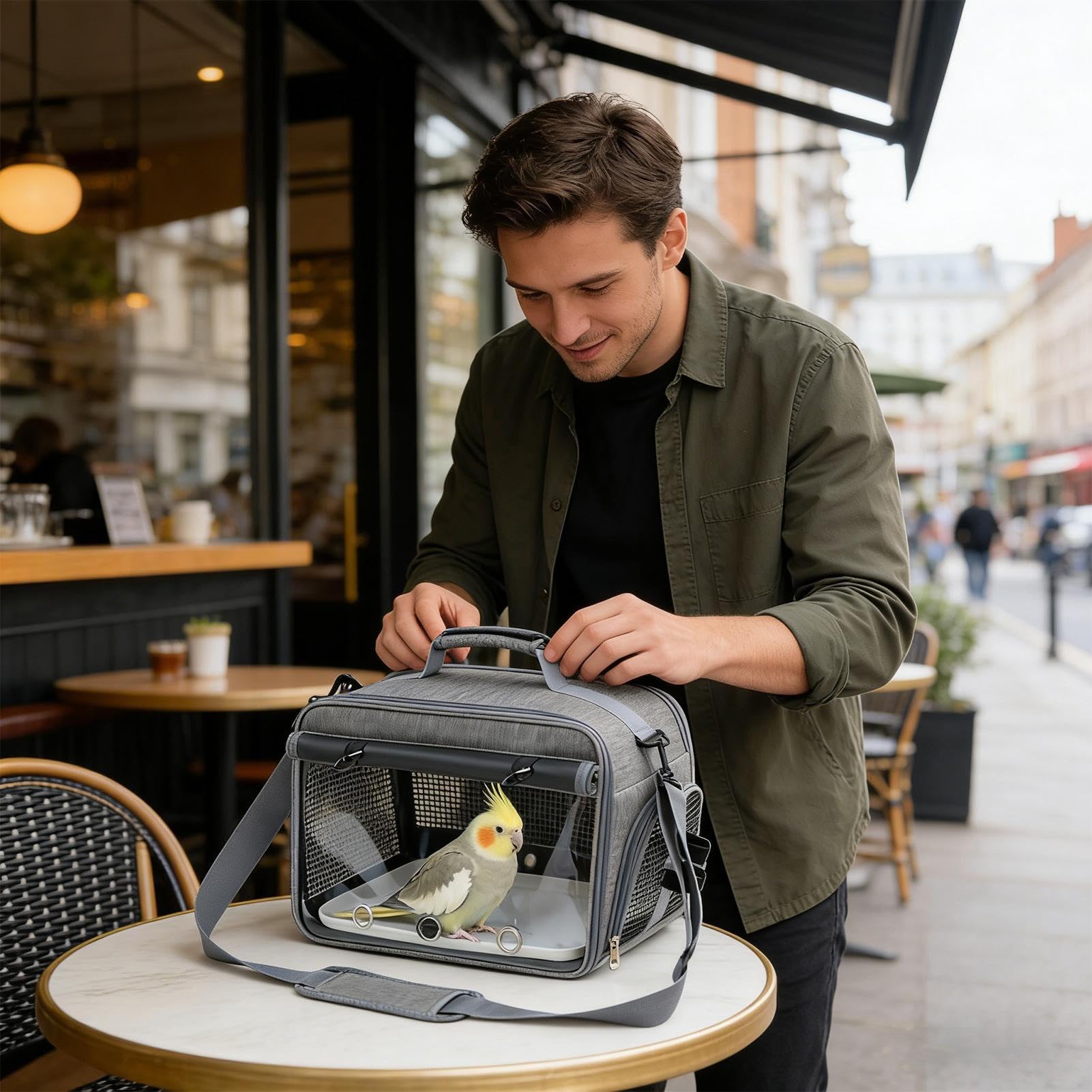 Transportín de Viaje para Aves,Mascotas Transpirable Portátil Impermeable Extraíble con Asa,Transporte para Animales de Peluche | para Viajes en Coche, Uso Diario, Oficina,