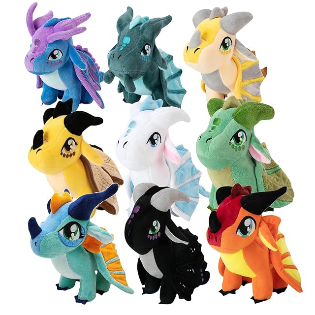 6PCS Soft Plush Wings Dragon Figures Stuffed Animals Toy Doll Pterosaur Flying Dragon Plushie Toys Best Birthday Christmas