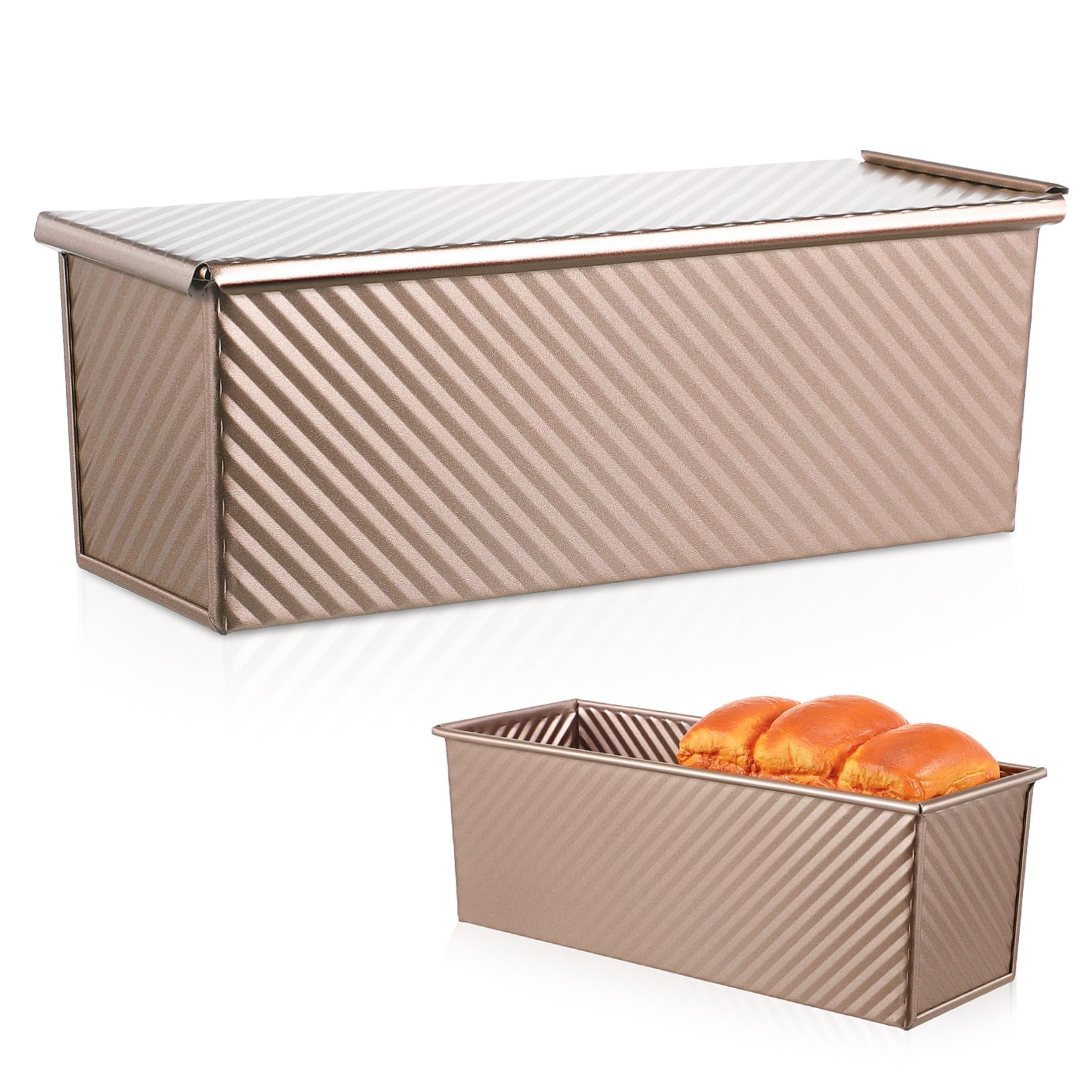 LIFKOME Metall-kastenform Mit Deckel Antihaftbeschichtet Brotbackform Toastform Längliche Kuchenform Rechteckige Kastenform Leicht Zu Lösende Backform Für Selbstgemachtes Brot Und Kuchen
