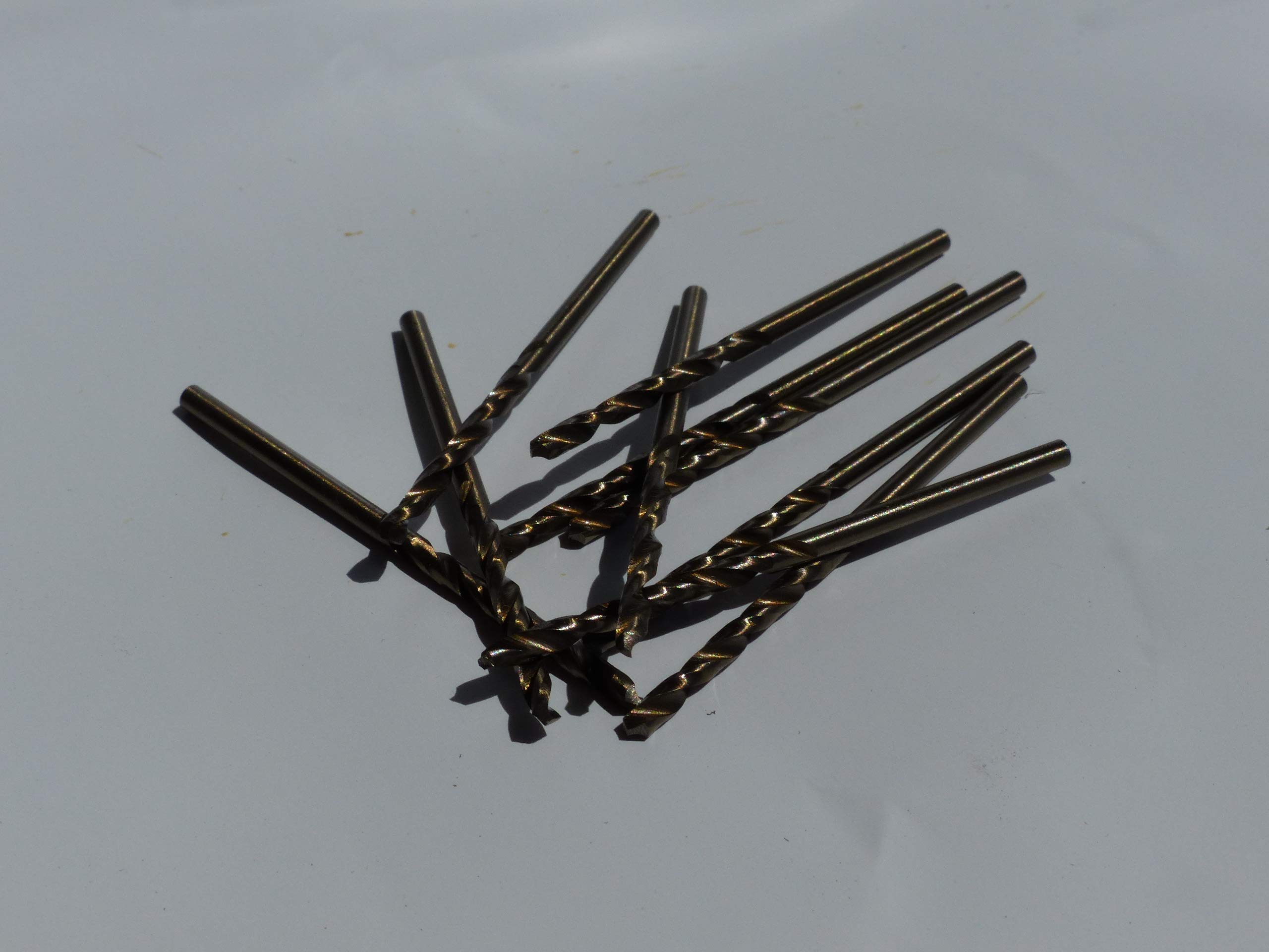 Lot de 10 forets à métaux en acier inoxydable Ø 0,3 mm Forets hélicoïdaux courts type N – Coupe droite HSS/cobalt 5 % DIN 338