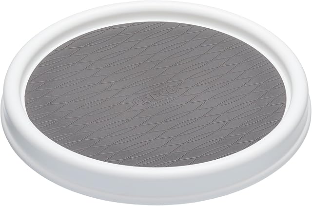 Copco Basics Plastic Lazy Susan-Style Kitchen Worktop and Shelf Organiser, 23 cm, White/Grey