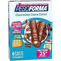 Pesoforma Barrette Cioccolato Cuore Cocco- Pasti sostitutivi dimagranti SOLO 237 Kcal, Ricco in proteine, 6 pasti