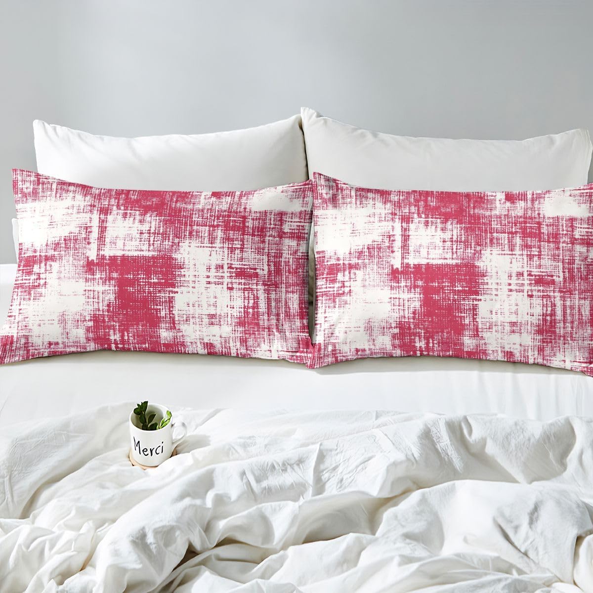 jejeloiu Red Abstract Art Bed Sheets Set Twin Size Luxury Bed Set for Kids Boys Girls Modern Art Deep Pocket Fitted Sheet Breathable Soft Lightweight Microfiber