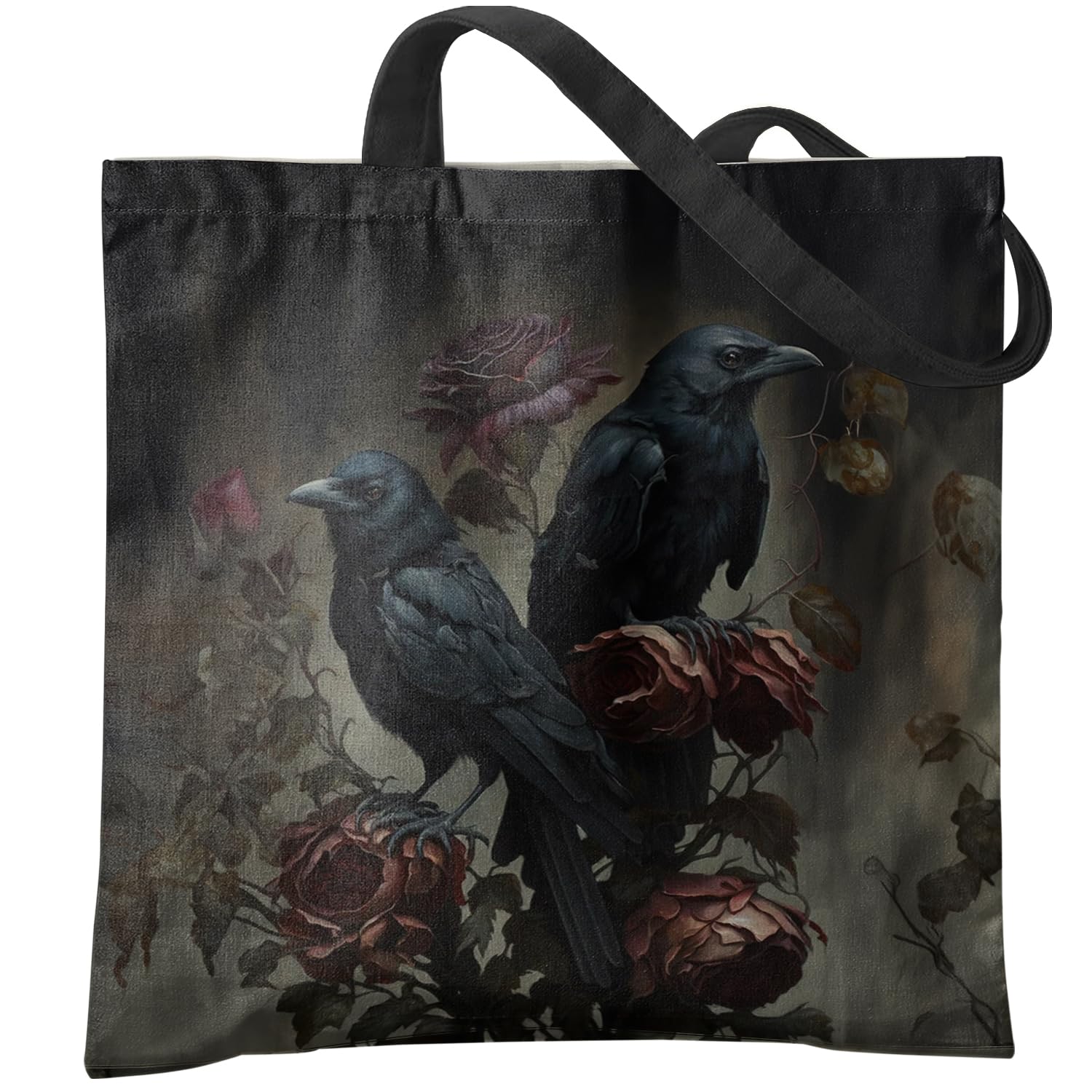 Veqzc Aesthetic Goth Canvas Tote - Witchy Gothic Bag for Women, Goth Gifts