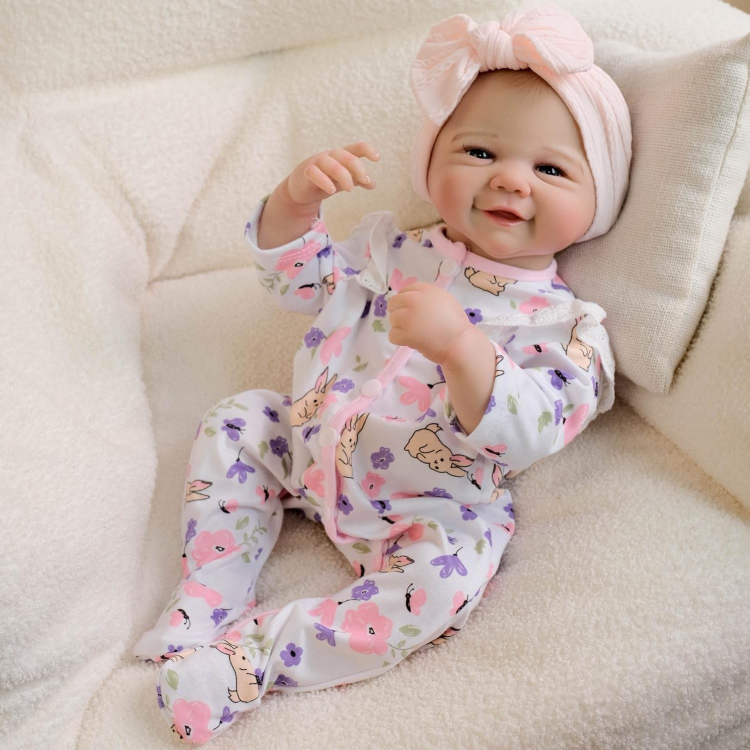 Angelbaby Reborn Baby Dolls Silicone Full Body Girl 19 Inch Realistic Newborn Smile Poseable Real Baby Dolls That Look Real Weighted Lifelike Preemie Babies Alive Reborn Child Doll