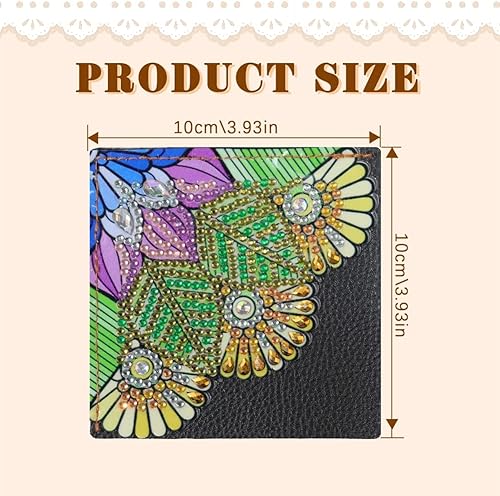 Miniatura 4 de Juego de 4 marcadores de esquina con diseño de diamantes, 4 marcadores de imágenes con patrón de flores triangulares 5D para amantes de los libros y