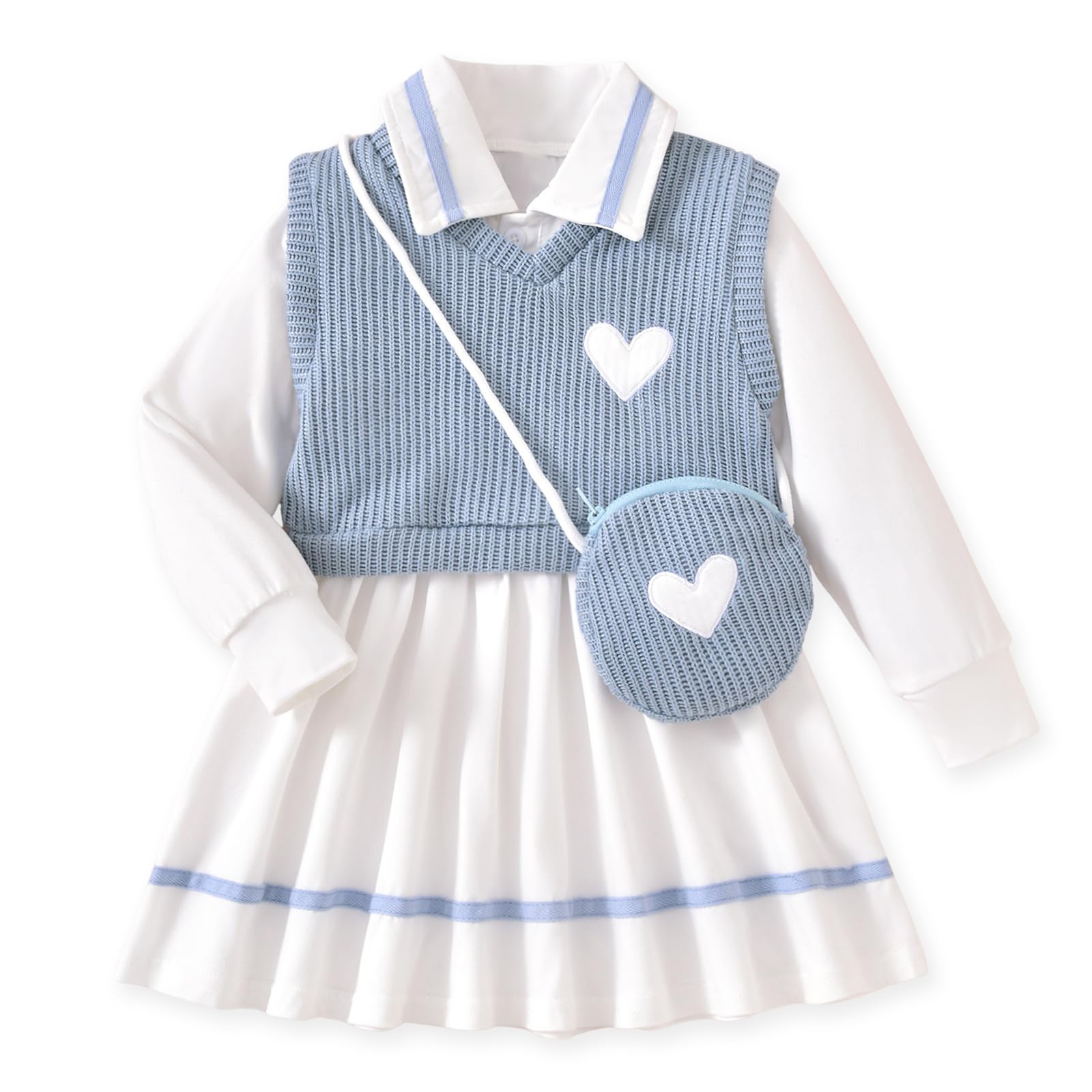 HINTINA Toddler Girl Uniform Dress Picture Day Outfits for School 18M-7Y