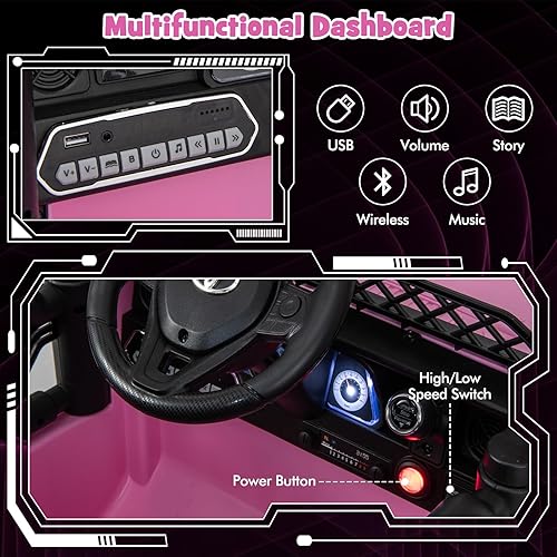 Miniatura 4 de Costzon Vehículo eléctrico Toyota FJ Cruiser con licencia de 12 V 7 Ah con control remoto, suspensión de golpes, luces LED y música, auto para niños