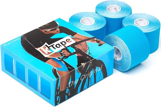 K-Tape Original Latex-Free Kinesiology Tape with Cotton and Long Lasting Physiobond Adhesive 4-Pack - Blue - 5cmx5m