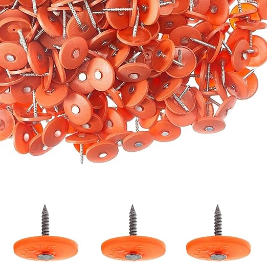 250 Pack - Round Plastic Cap Nail 1 Inch Roofing Nails Galvanized Tar Paper Nails for House Wrap Fastening Foam Board Roofing Felt Insulation Film (250)