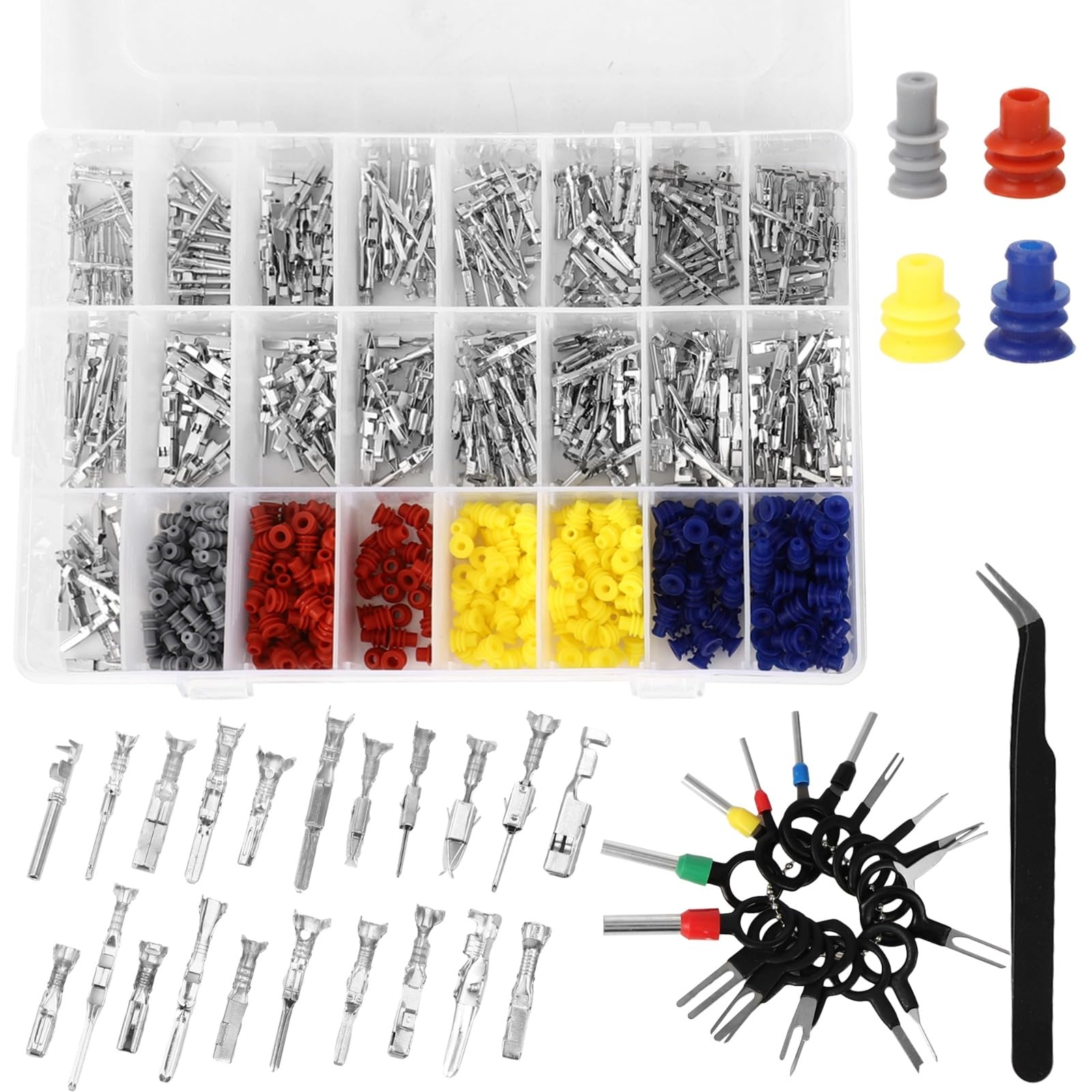 Kit de 757 conectores de pin automotriz impermeables con pinzas y extractores 6