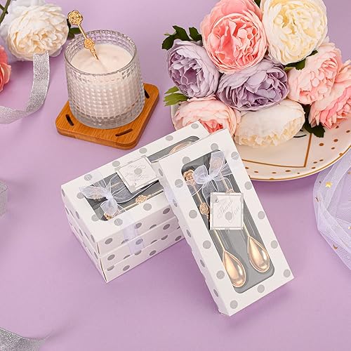 Miniatura 6 de 32 piezas 16 paquetes con forma de flor de rosa y cucharas de café para regalo de boda fiesta de té recuerdo o despedida de soltera para invitados