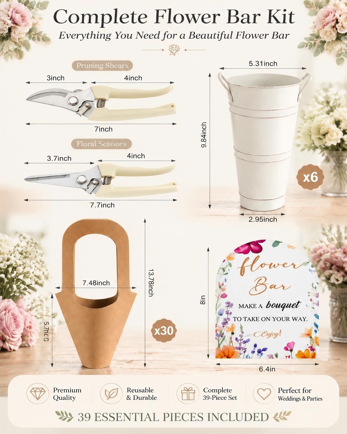 Bouquet Bar Supplies, Interactive Flower Arrangement Station for Events image 2