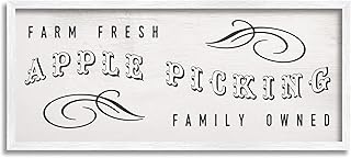 Stupell Industries Farm Fresh Apple Picking Family Owned Harvest Sign White Framed Wall Art, 24 x 10