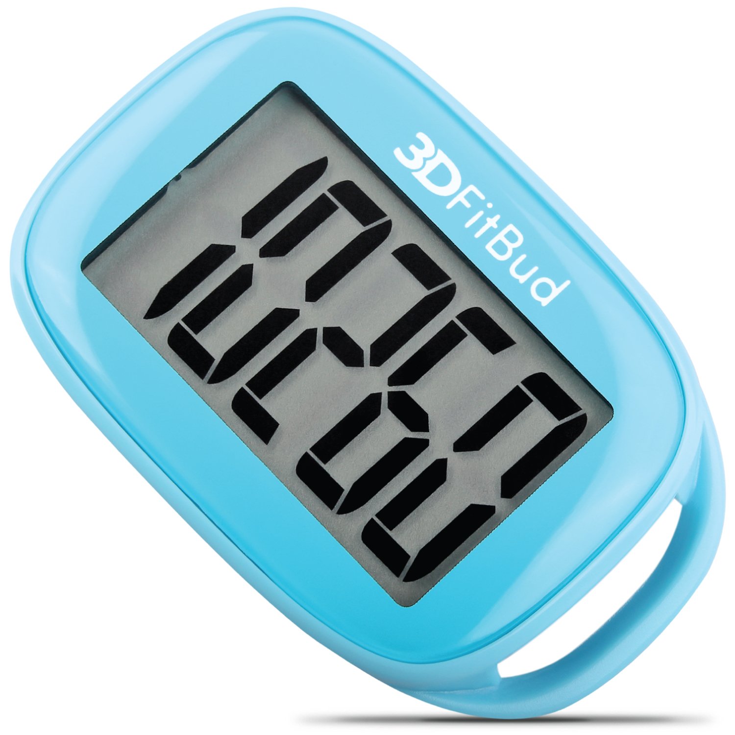3DFitBud Einfacher Schrittzähler Walking 3D Schrittzähler mit Clip und Umhängeband, A420S (Blau mit Clip)