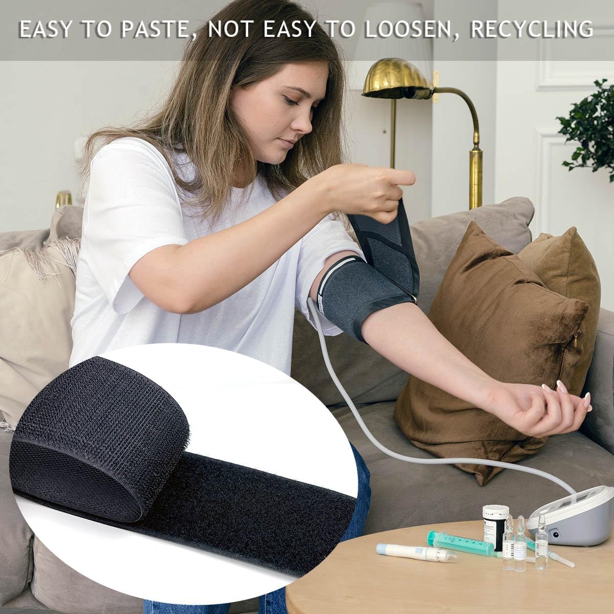 2'' Non-Adhesive Interlocking Nylon Fabric Fastener Strips - Hook & Loop Sewing Tape for DIY Crafts, 6.5 Feet