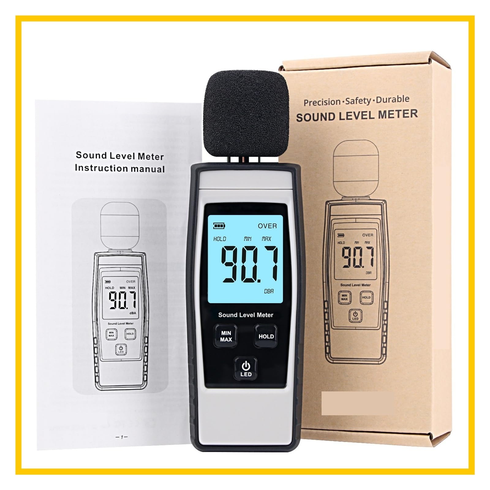 Miernik decybeli, Miernik poziomu dźwięku Monitor miernika 30-130 dB decybeli hałasu