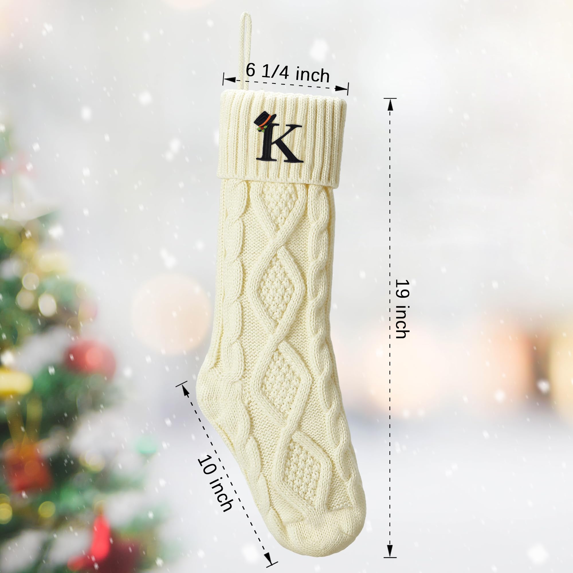 Senneny Weihnachtsstrümpfe Mit Initialen - 48cm Gestrickte Strümpfe Mit Monogramm