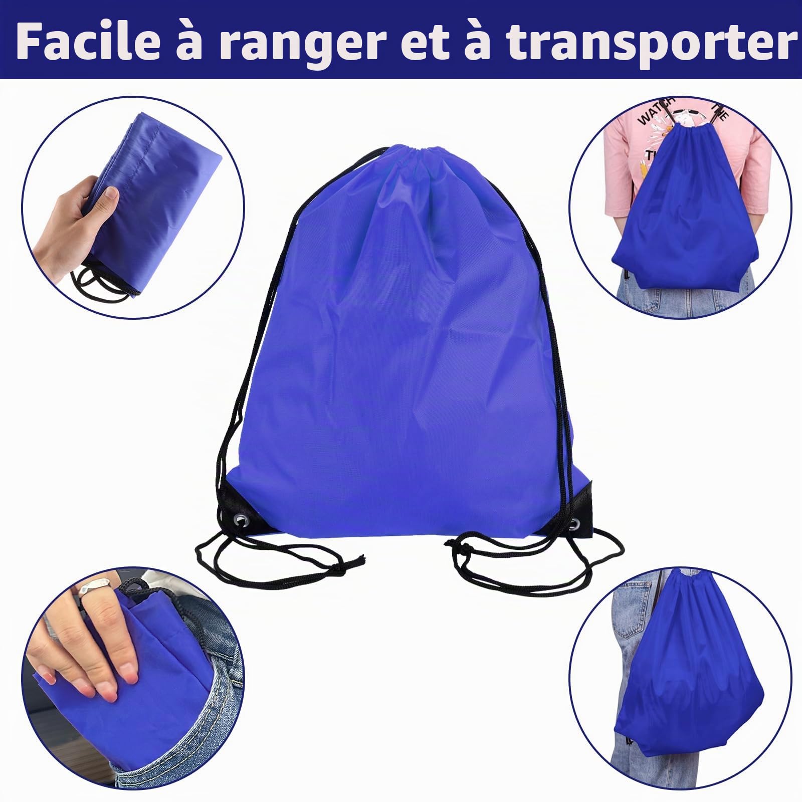 DAJAVE Sac de gym étanche avec cordon de serrage - Lot de 30 sacs en polyéthylène - 15 couleurs - Imperméable - Grande capacité - Pour le sport, la salle de sport, les voyages