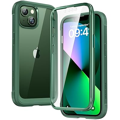 Diaclara Designed for iPhone 13 Case, Full Body Rugged Case with Built-in Touch Sensitive Anti-Scratch Screen Protector, Soft TPU Bumper Case for iPhone 13 6.1" (Green)