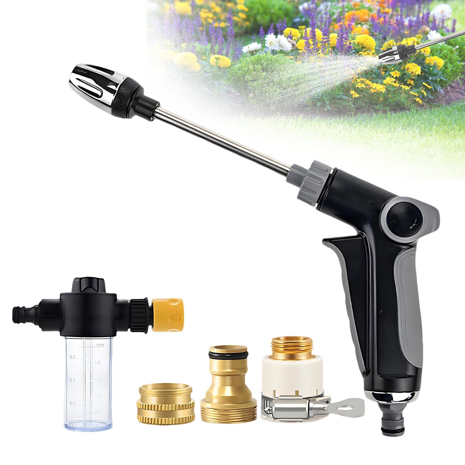 Aquoxis Pressure Washer,Pressure Washer Gun Set with All Garden Hoses,Hydro Power Water Jet Cleaner Attachment with 3 Metal Connector and Soap Dispenser,Adjustable Nozzle Clean Sprayer for Car,Outdoor
