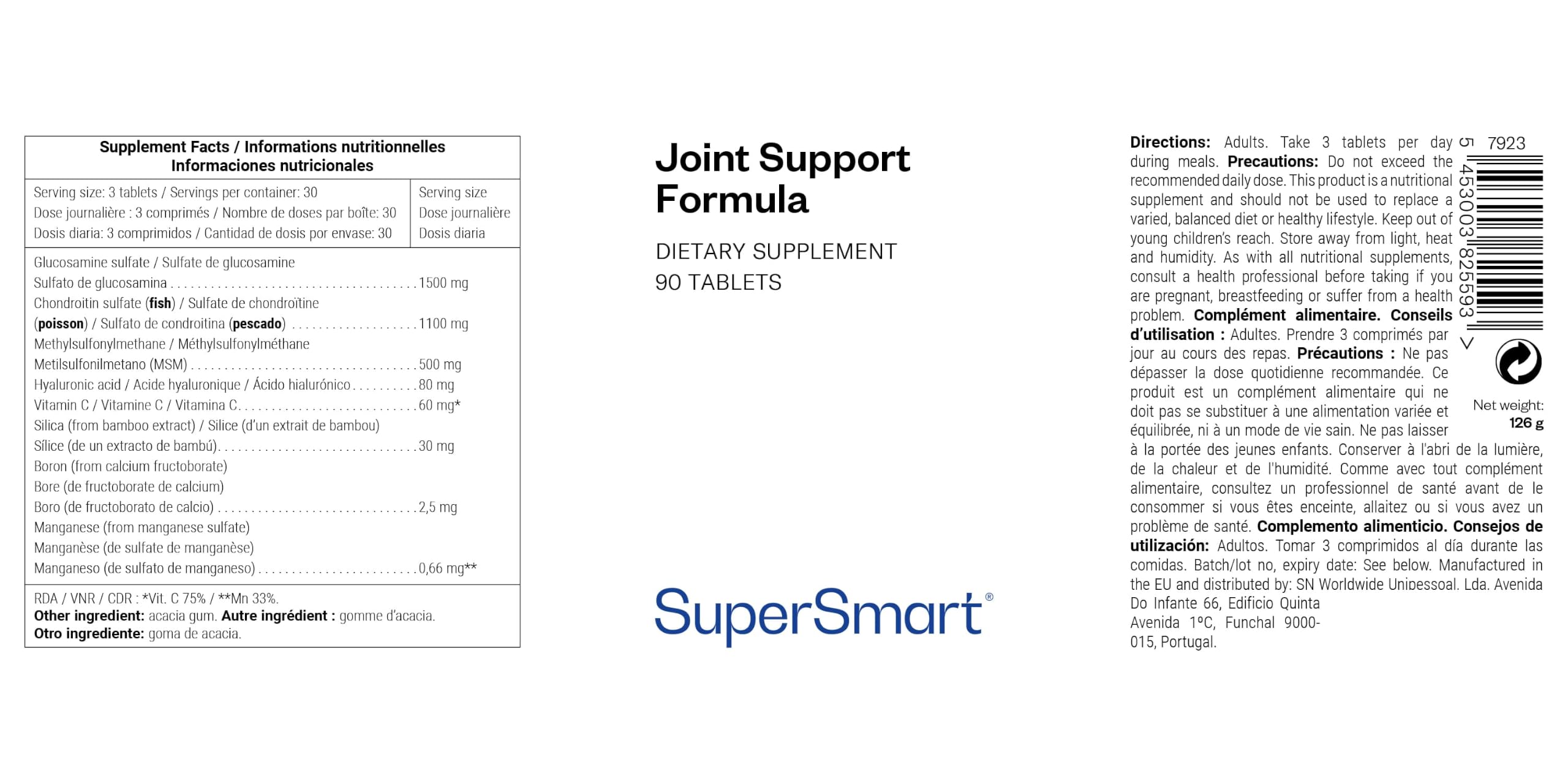 Confort Articulations - Vitamine C - Extrait de Bambusa Vulgaris - Contribue à la Santé des OS, des Muscles et des Articulations - Sans Gluten - SuperSmart