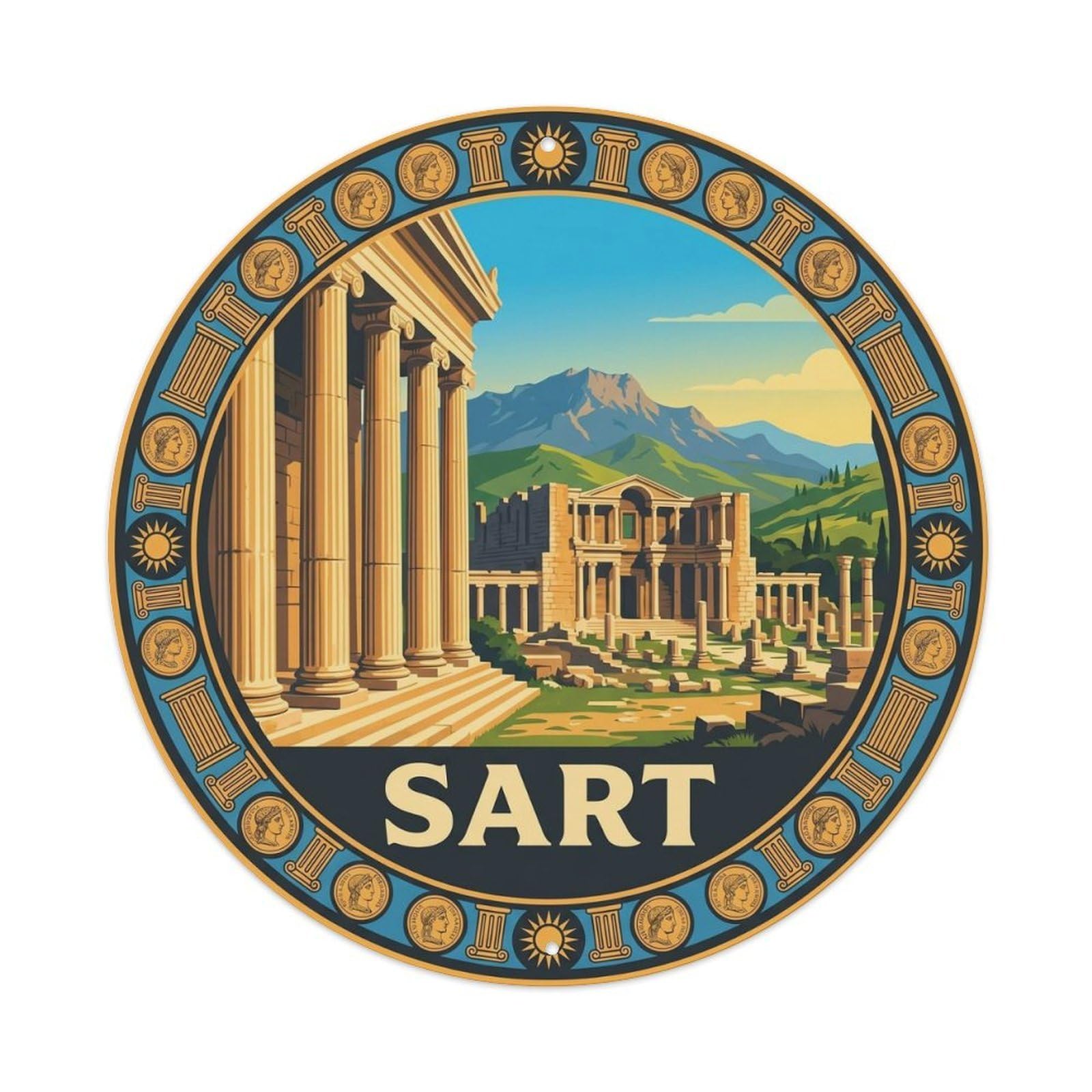 Izmir Sardis Ancient Synagogue Turkey Historic Vintage Metal Tin Sign