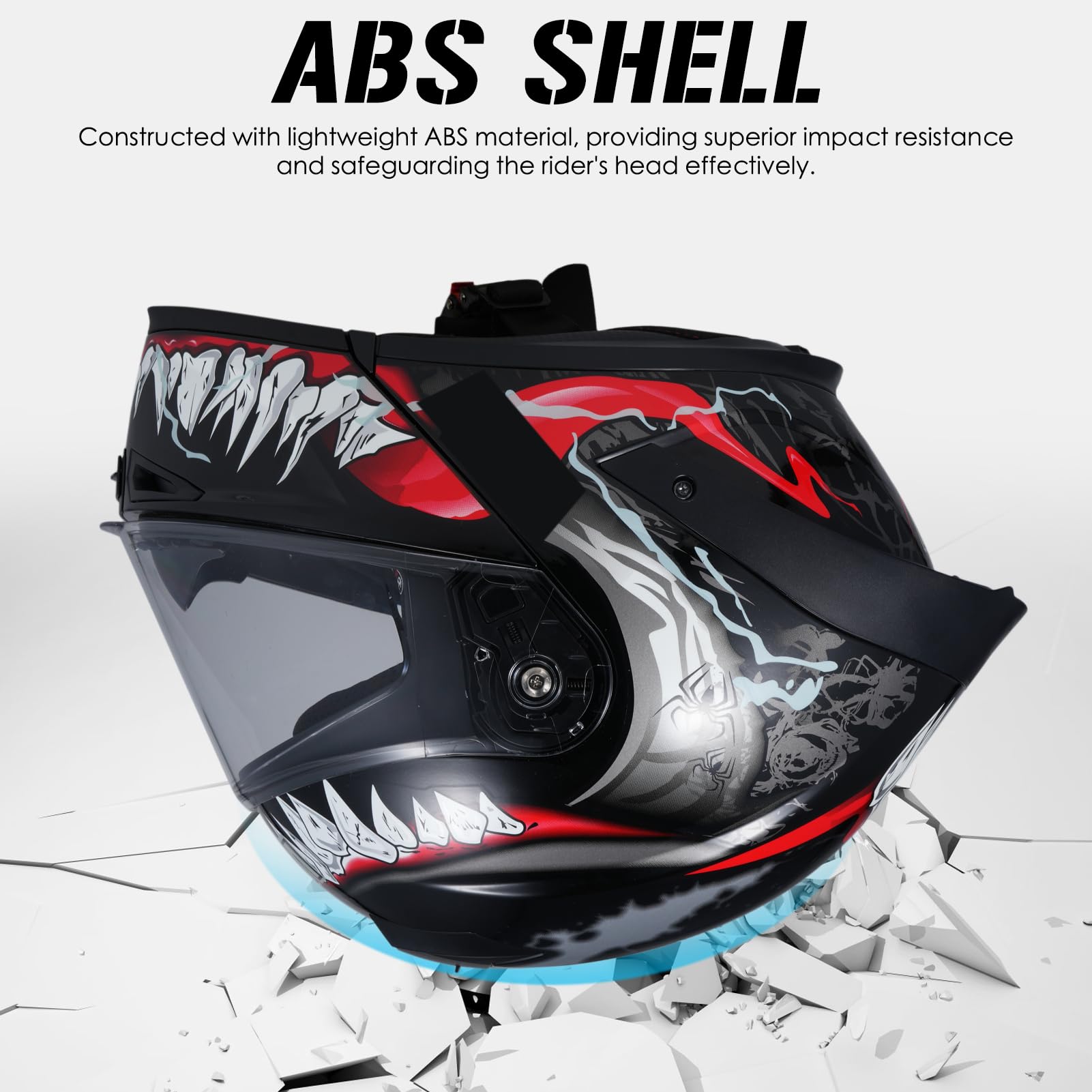 Motorradhelm, Leichter, hochklappbarer modularer Integralhelm, Klapphelm mit Doppelvisier und wiederaufladbarem LED-Rücklicht Klapphelm für Erwachsene, Männer und Frauen-L