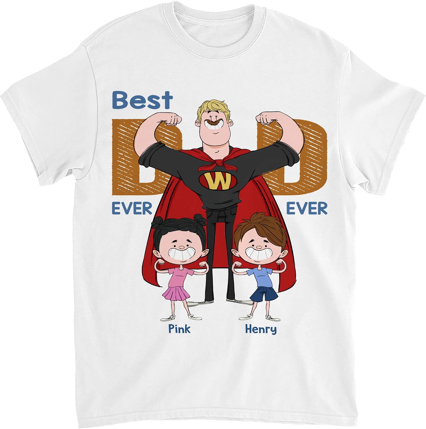 Gossby Personalized Best Dad Ever Superhero Shirt - Custom Father & Daughter Fist Bump - Father's Day 2026 - Birthday Tee Men