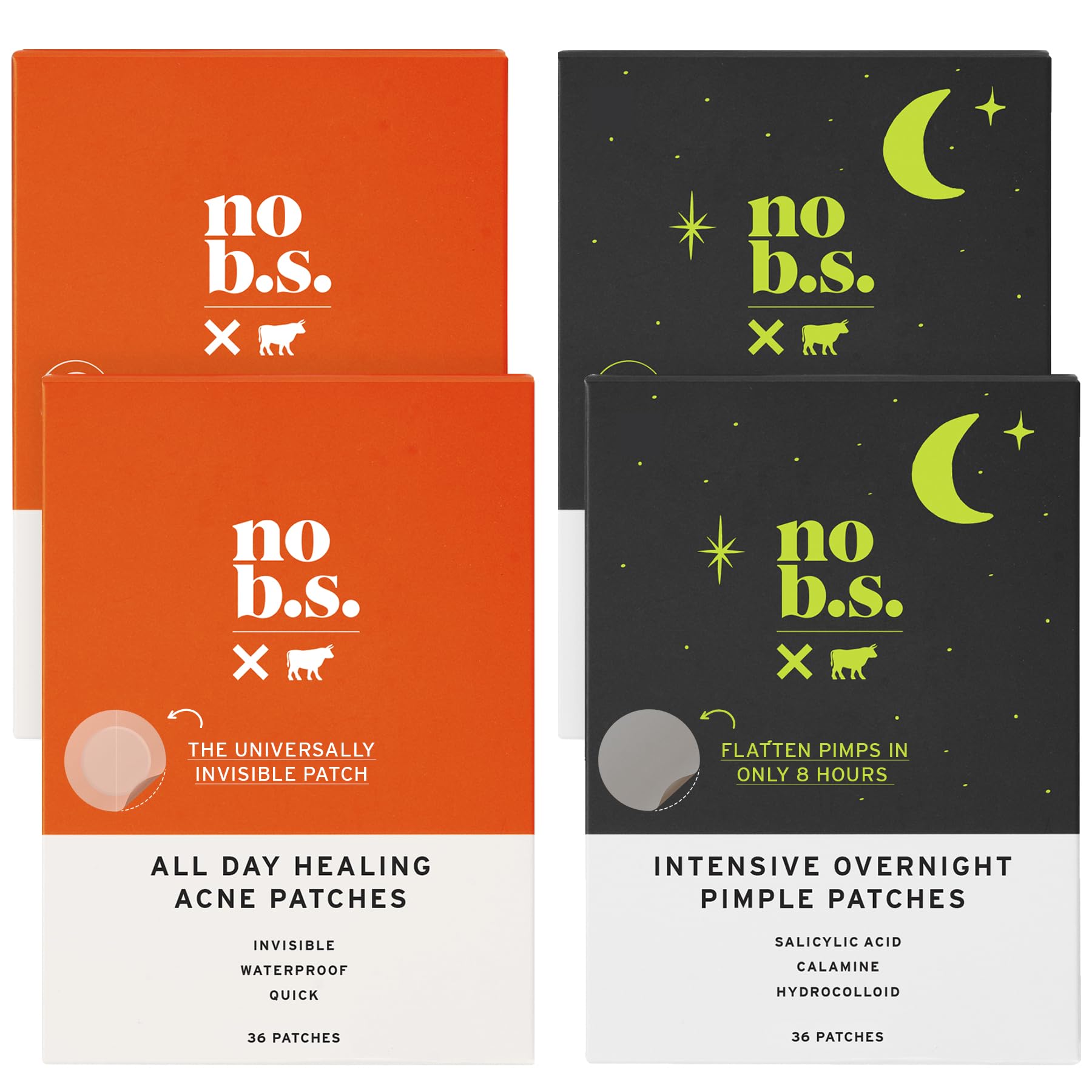 No Bad Stuff - All Day Healing Acne Patches Intensive Overnight Pimple Patches Duo - Day Night Acne