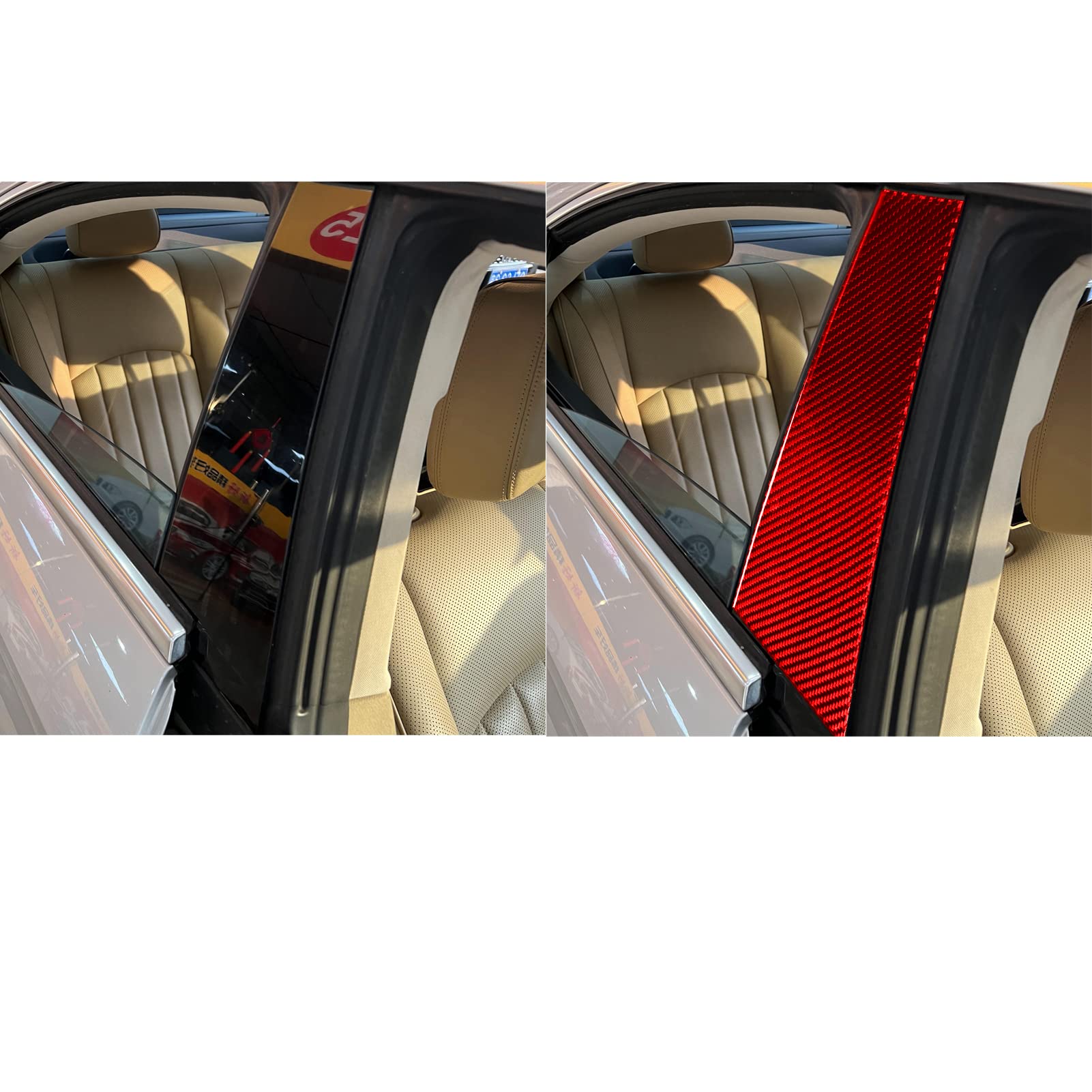 ontto Autozubehör Außenfenster B-Säule Aufkleber Dekorieren Abdeckung Trim Fit für Mercedes-Benz CLS C219 2004-2009 Rot