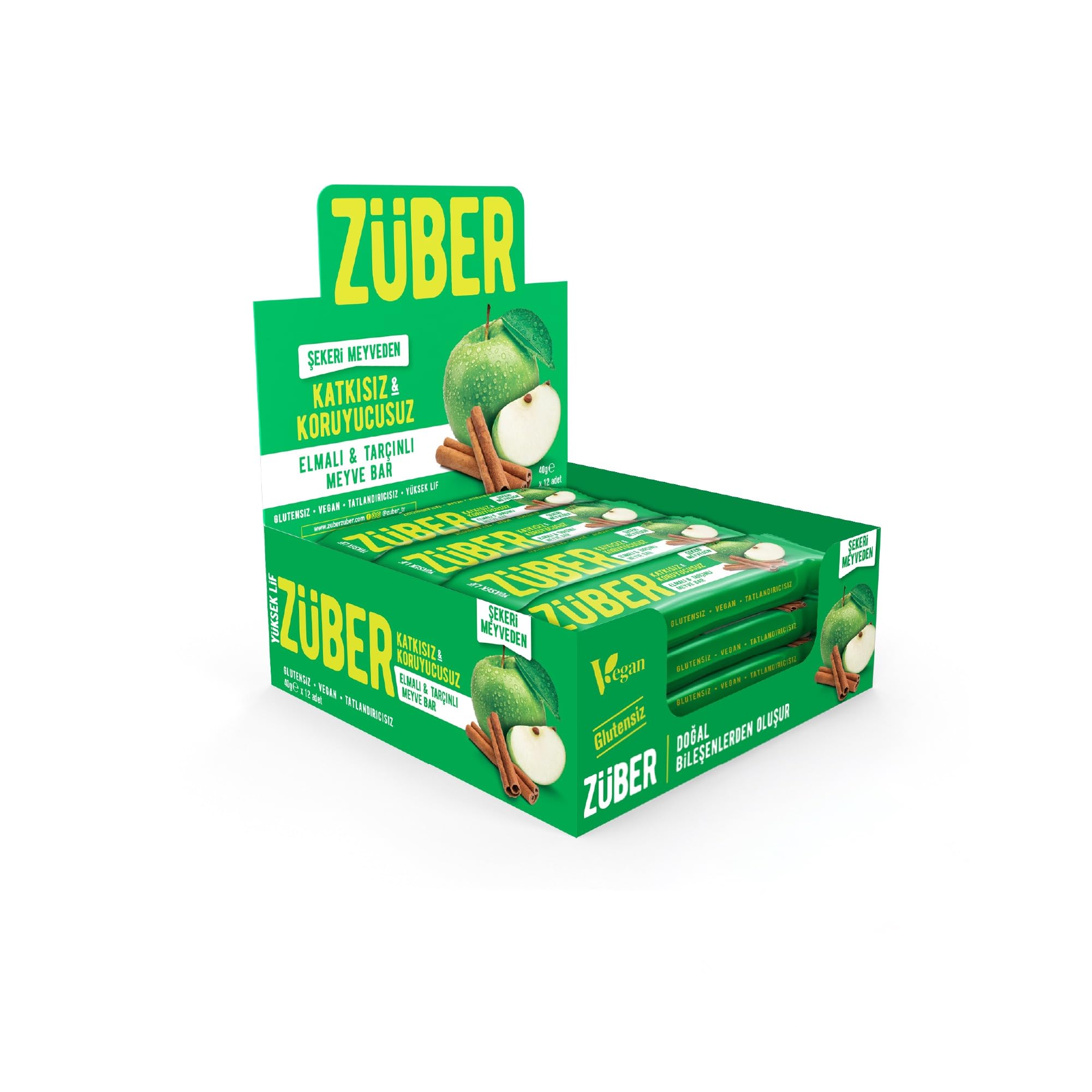 Züber Elmalı, Tarçınlı Meyveli Bar, 40g x 12 Adet