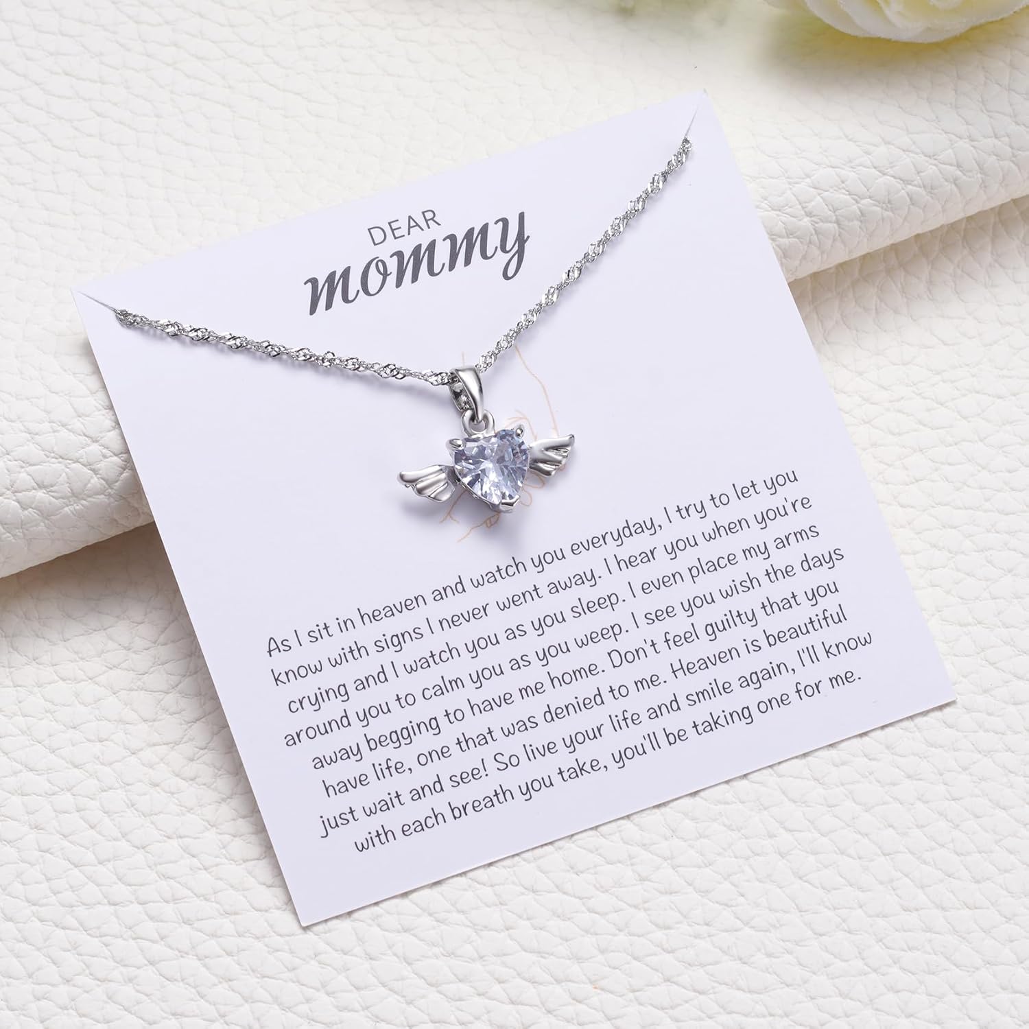 MIXJOY Baby Angel Wings Heart Necklace for Mom, Mommy of an Angel Remembrance Gift - Image 5