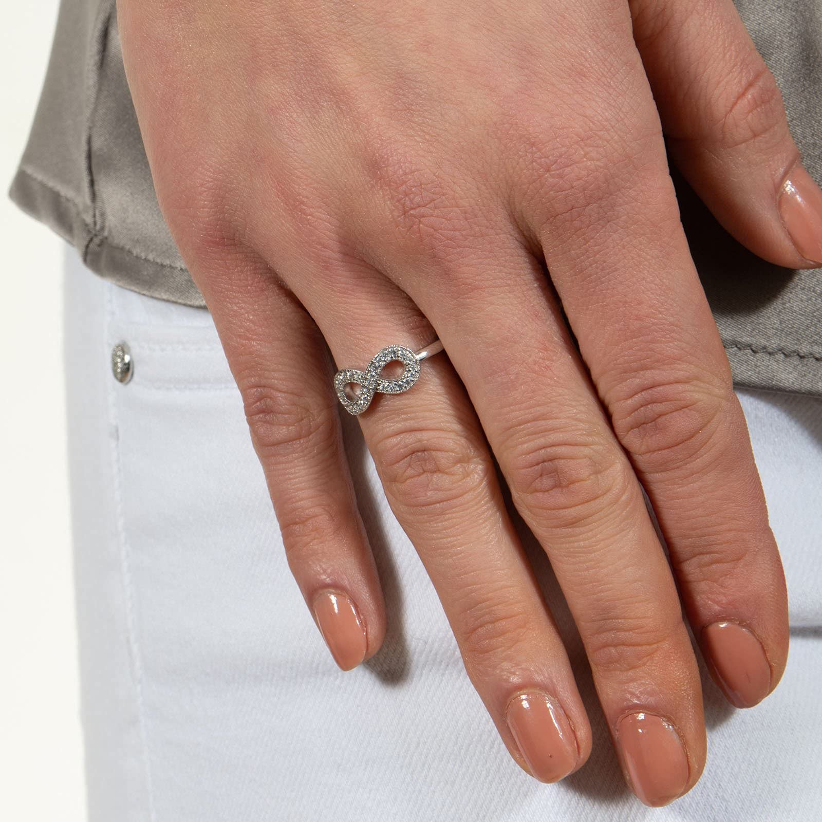 Anello Infinito con Pietre Donna Argento 925 con zirconi -