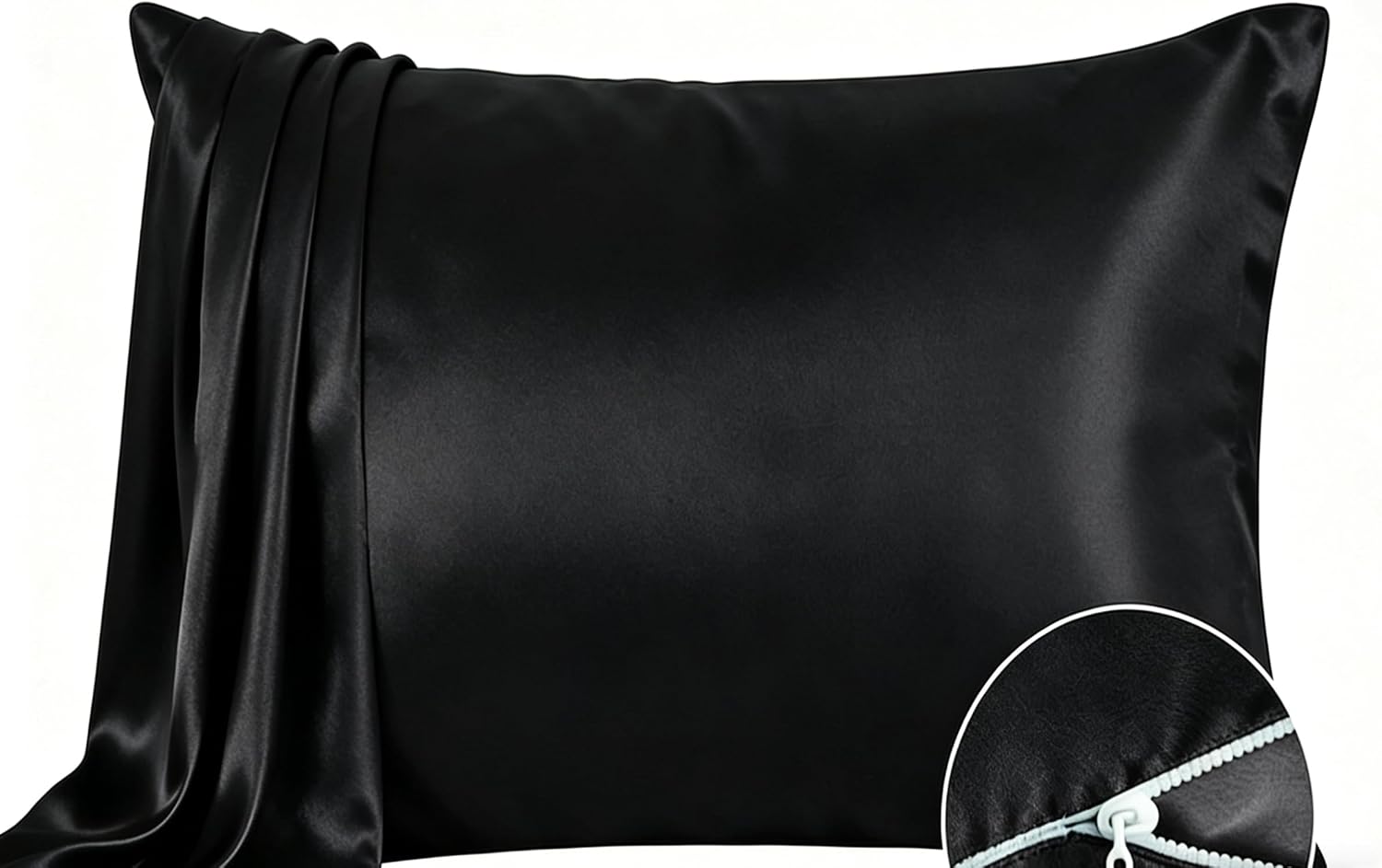 Luxury Satin Silky Pillowcase with Zipper Closure (Silky Satin Pillow Case for Hair) (Aqua, Standard(20by26inch))