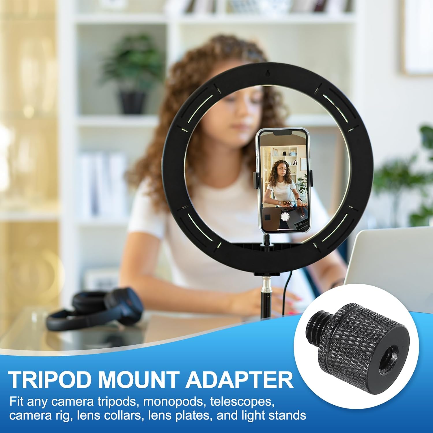 PATIKIL Tripod Screw Adapter 1/4" Female to M8 Male, 2 Pcs Tripod Nut Connectors Camera Mount Screw Camera Double Head Converter for Microphone Holder Magic Arms Accessories, 20 mm
