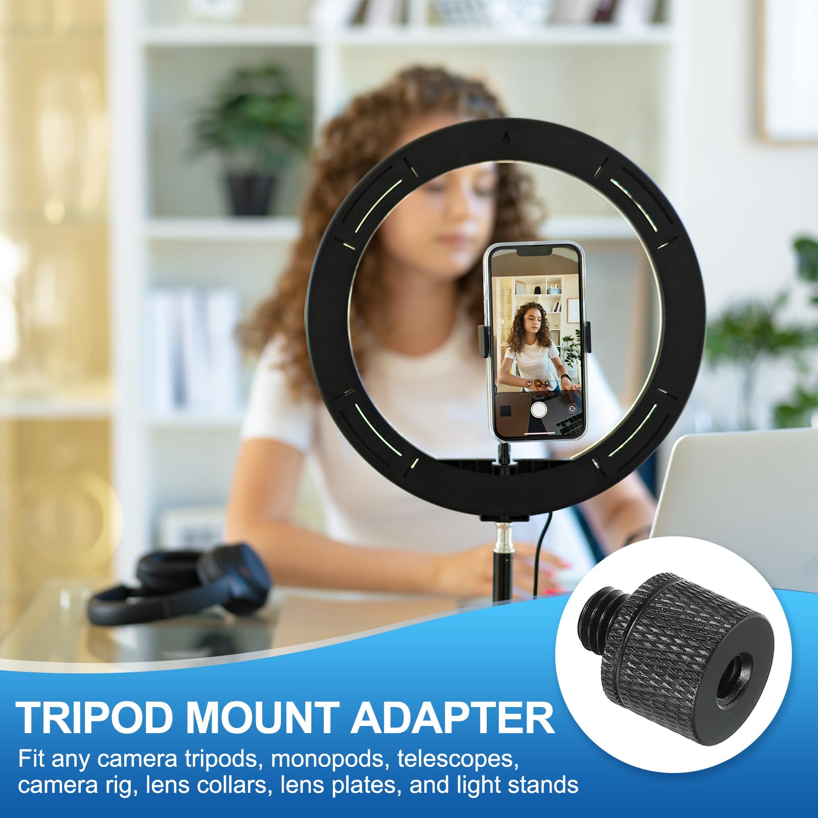 PATIKIL Adattatore Vite Treppiede 1/4" Femmina a M8 Maschio, Vite per Microfono Vite Fotocamera Convertitore a Doppia Testa per Supporto Microfono Accessori Braccio