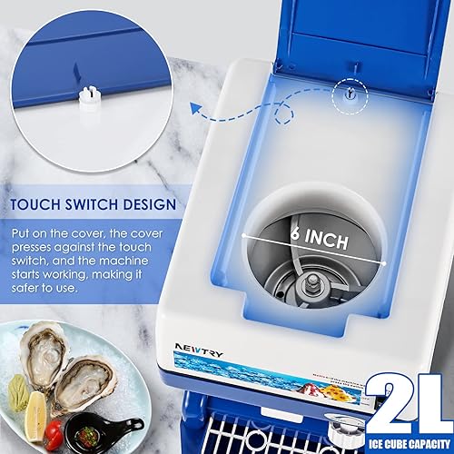 Miniatura 3 de NEWTRY Máquina de afeitar de hielo comercial, trituradora eléctrica de cubitos de hielo, fabricante de cono de nieve, grosor ajustable 260 lbh para