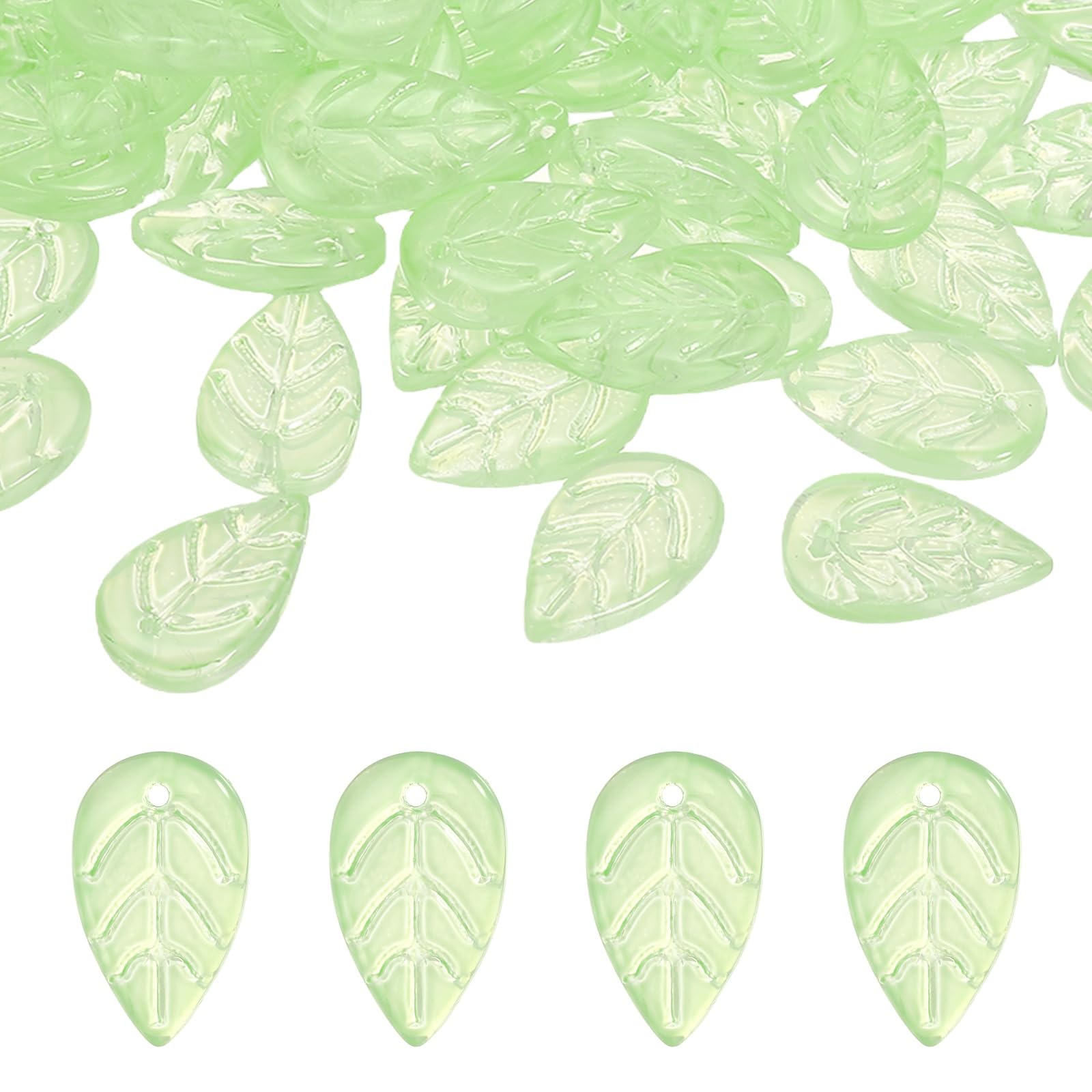PATIKIL Leaf Beads, 100Pcs Crystal Leaf Translucent, Bright Yellow