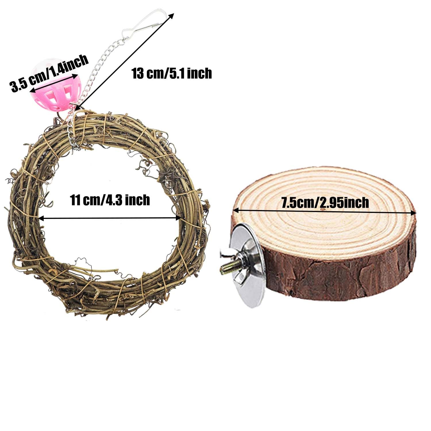 Allazone 7 PCS Natural Parrot Perch Bird Stand, Bird Platforms, Grape Wood Stands, Chewing Toy for Small Lovebirds Budgies Cockatiels - Image 2