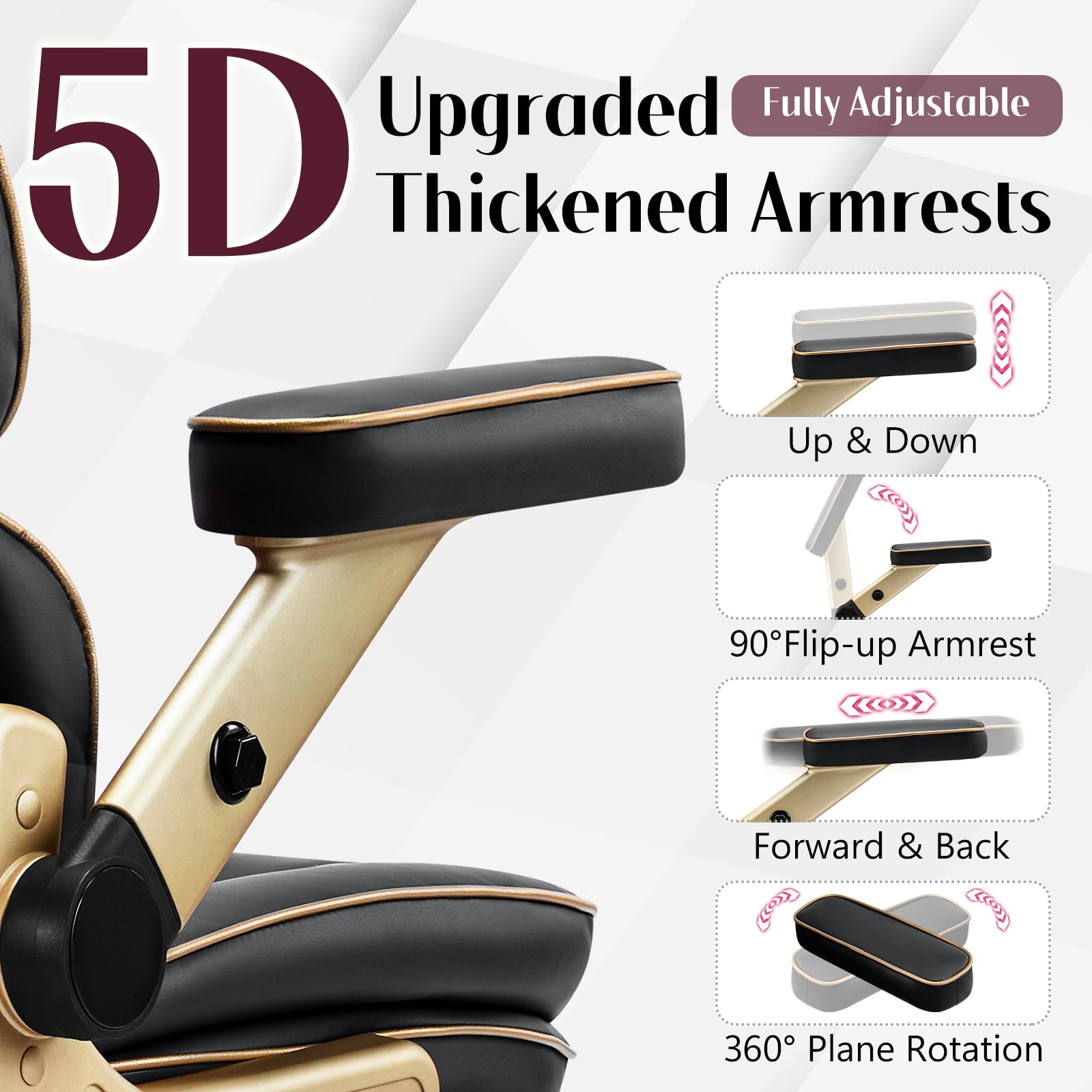 Big and Tall Office Chair 500lbs Heavy Duty Leather Chair with 5D Armrests Comfortable Seat High Back Executive — view 3