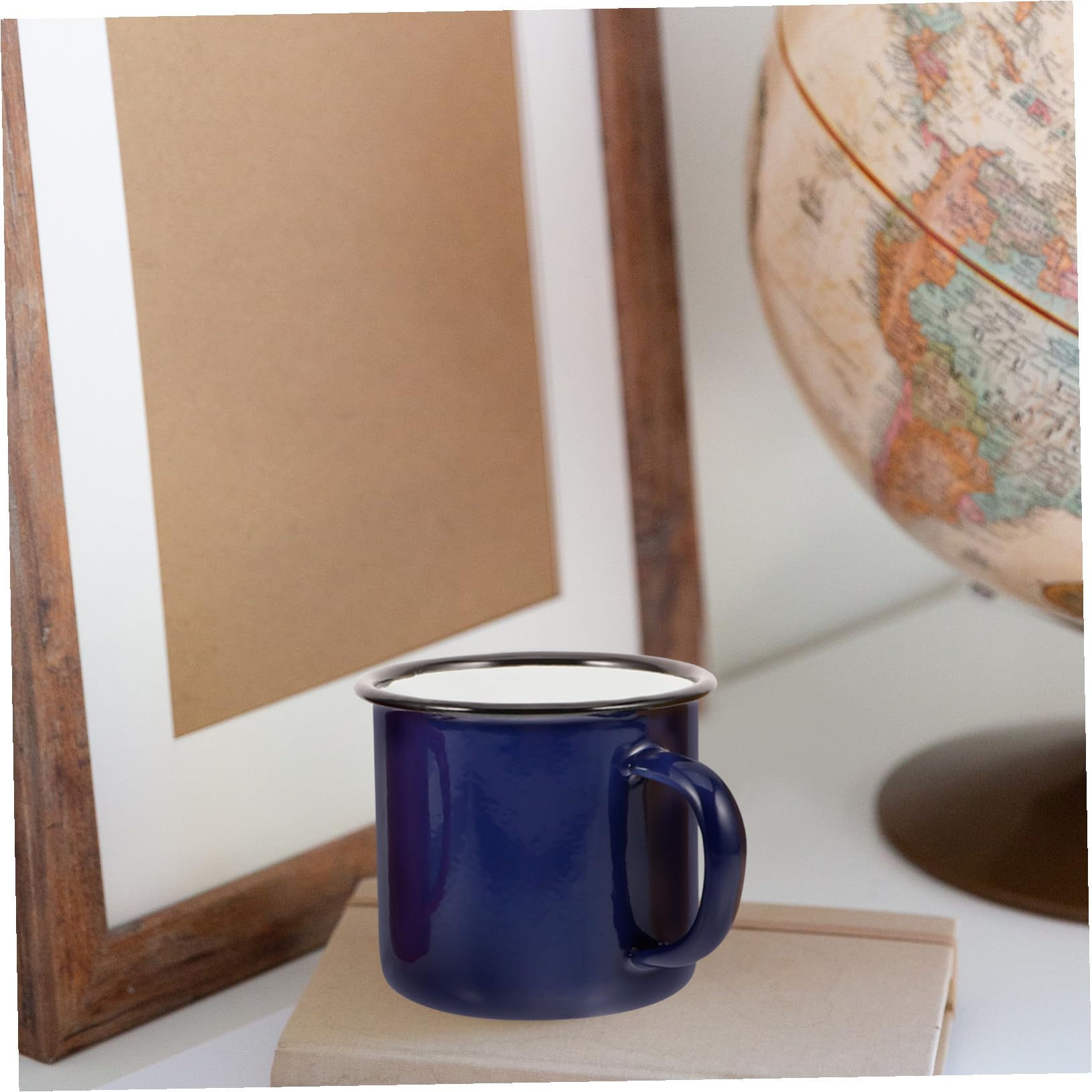 Tazas de Esmalte y Portátil Juego de 4 para Café y Té Diseño Clásico Capacidad 350ml para Camping, Picnic y Uso Diario