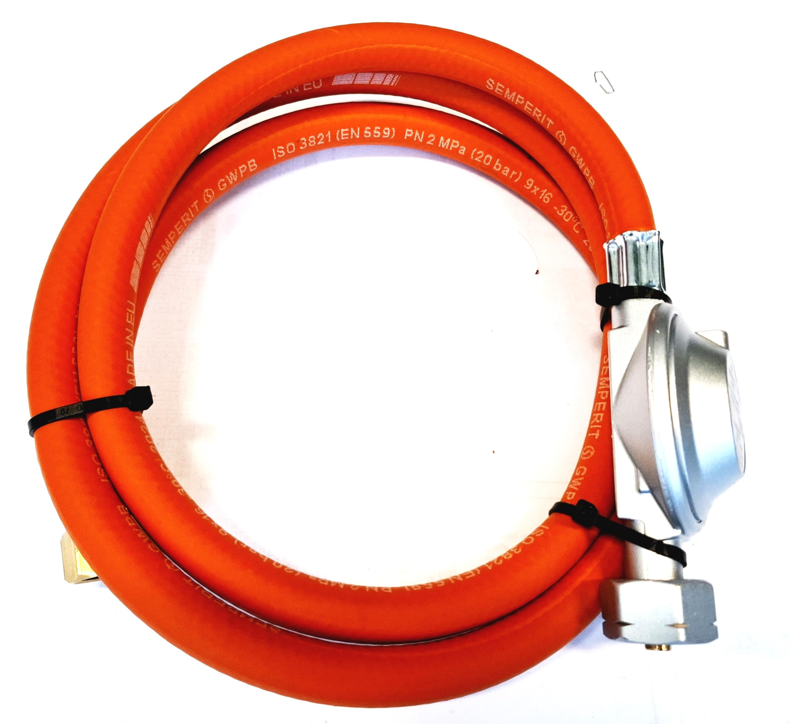 Manguera para hornillo de gas con reductor para botellas de 11 kg | 0,5 m 500 cm | Conector 1/2" derecho y reductor 21,8 mm