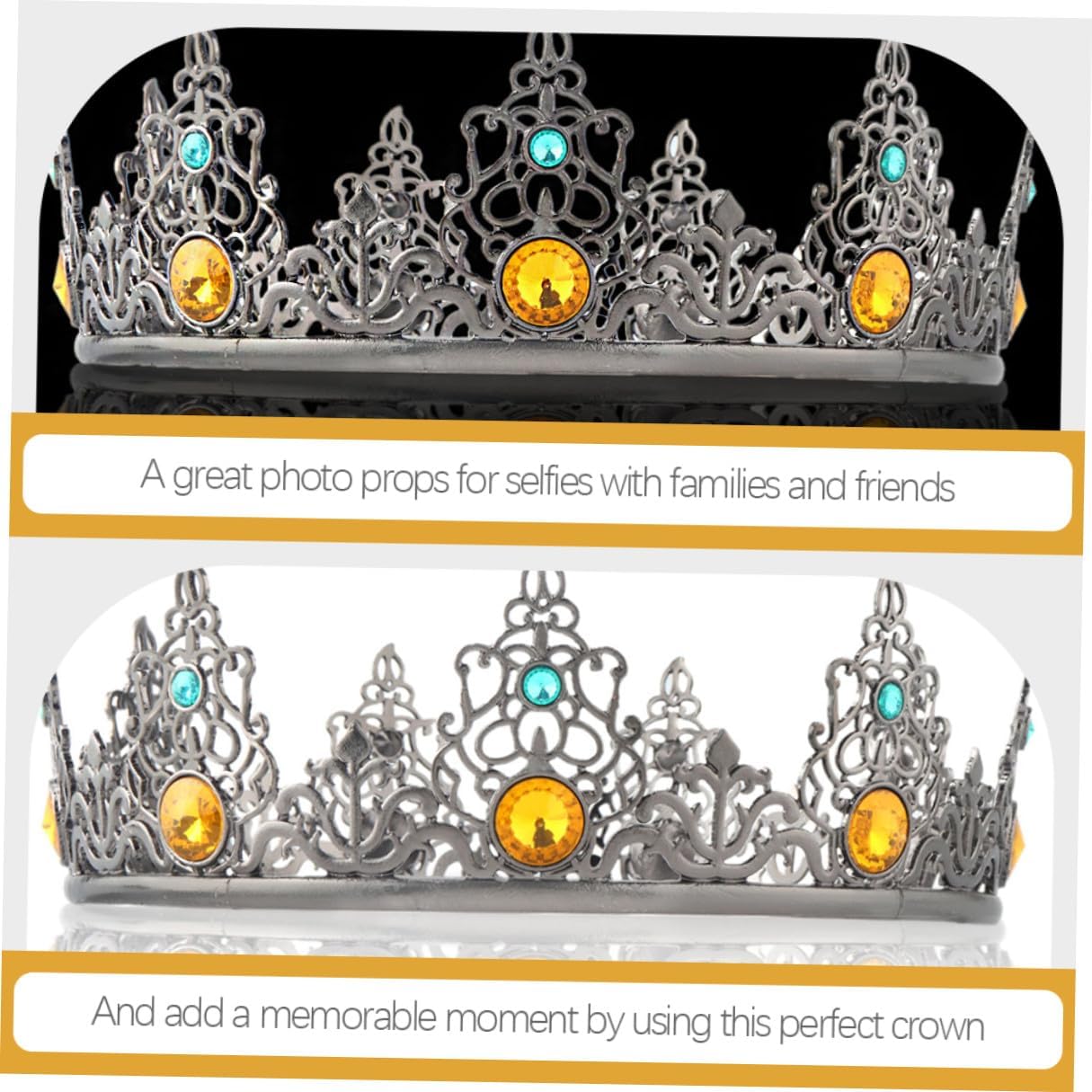 Beavorty Men’s Antique King Crown Metal Baroque Royal Hair Circlet for Birthday Party and Cosplay Headwear