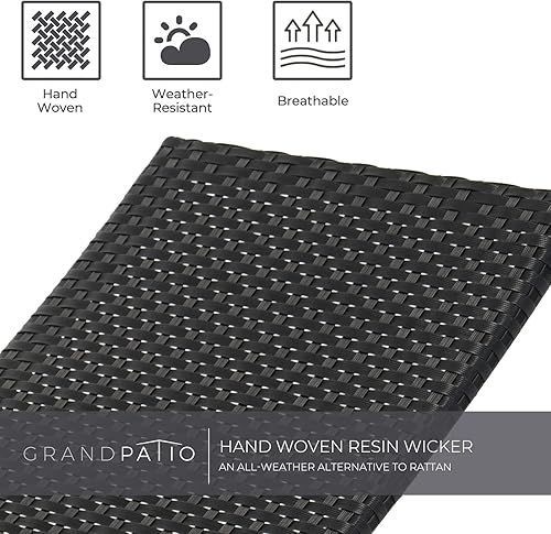 Miniatura 4 de Grand patio Sillón de mimbre para exteriores de 4 posiciones ajustable plegable de aluminio para patio, tumbona con cojín beige