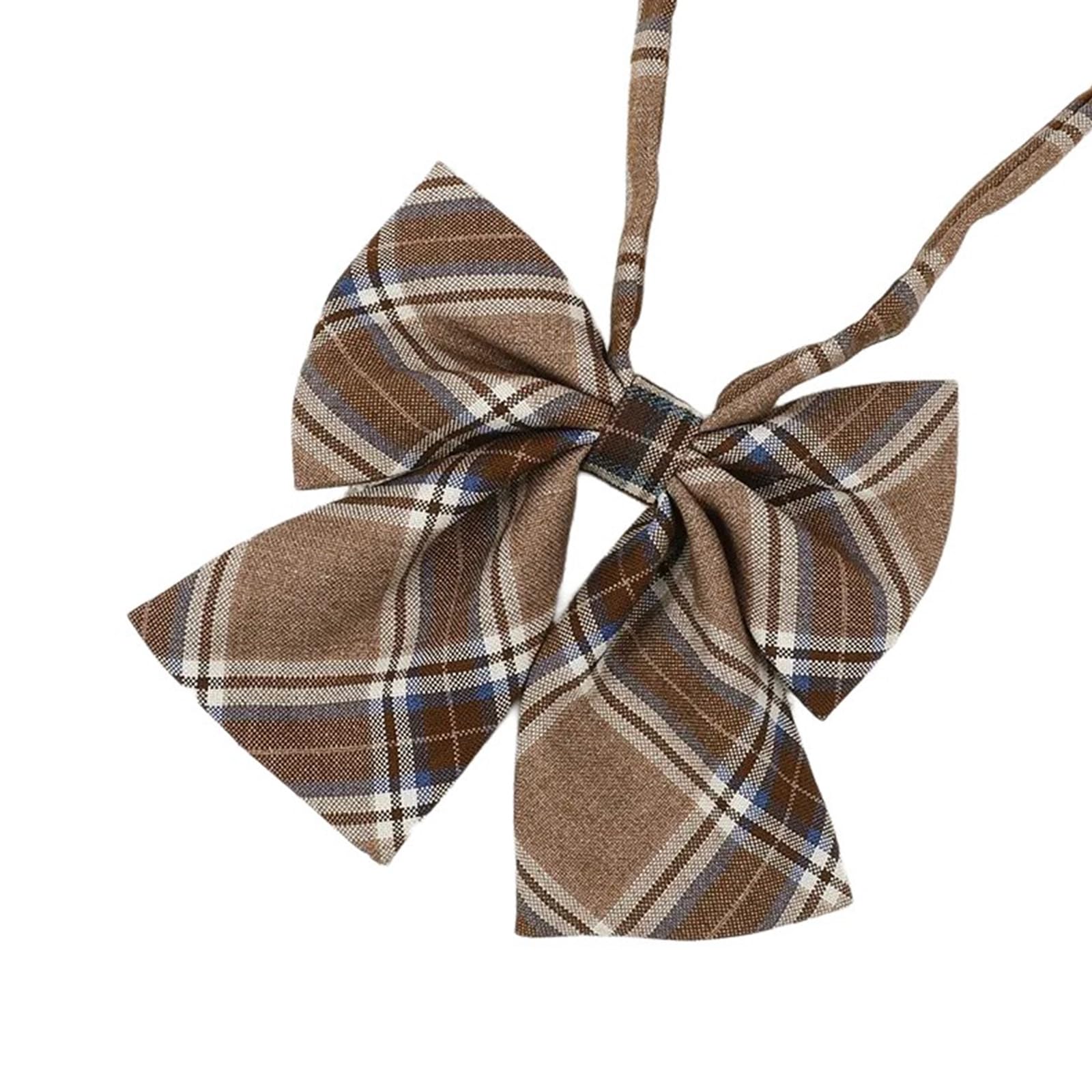 Maxtonser Vintage Brown Checkered Pre-Tied Neck Tie Korean Japanese College Bowtie School Uniform Necktie Cravat Tie