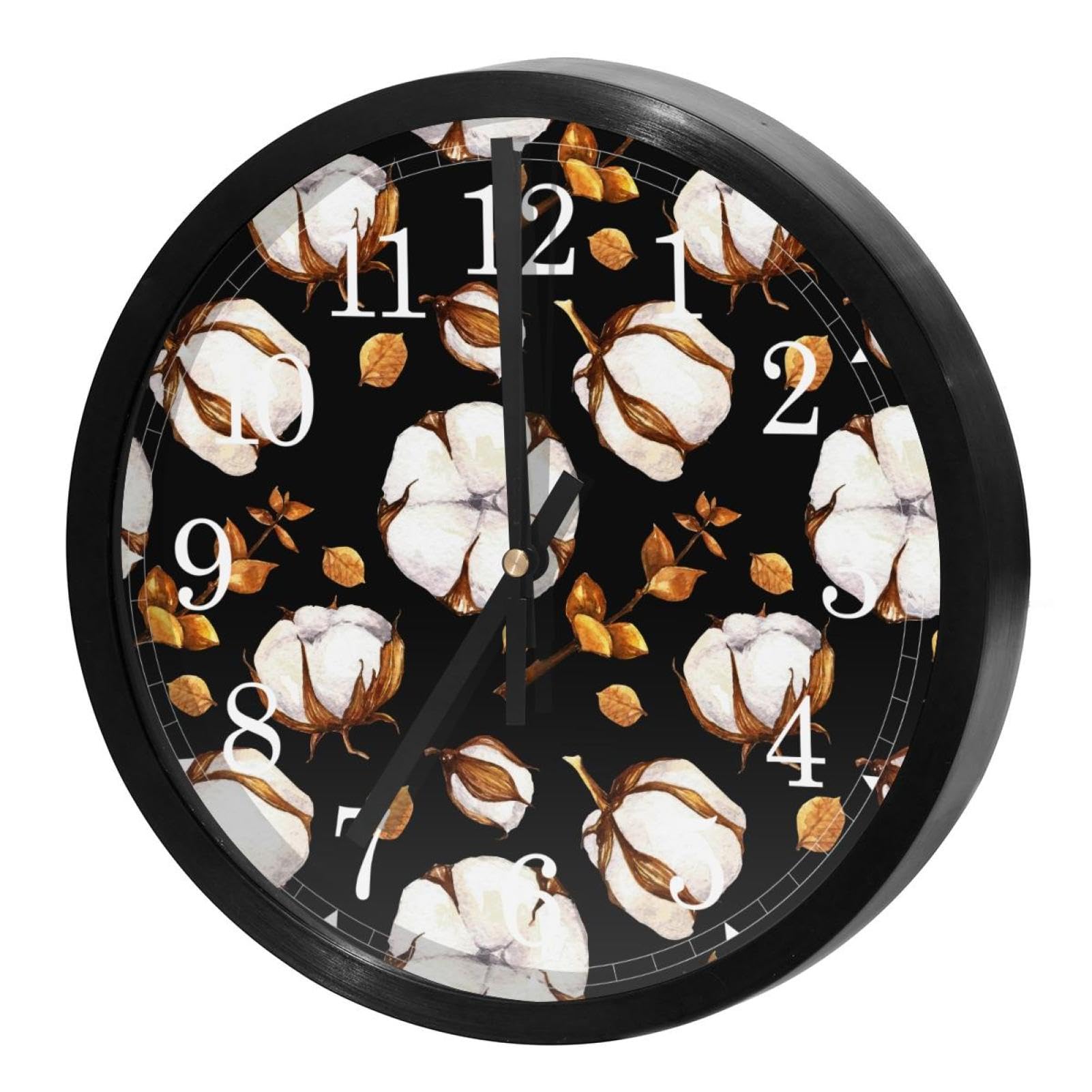 Horloge murale ronde cuisine et bureau motif coton style scandinave