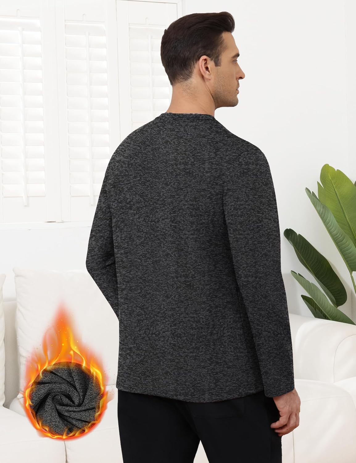 KGGEOO Fleece Lined Unisex Chemo Shirts for Port Access Long Sleeve Shoulder Surgery Zippers Off Shirt Thermal Dialysis Shirt - Image 6