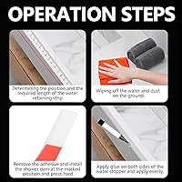 Vista 5 de Raycity Presa de agua de umbral de ducha, barrera de tira de agua para puerta de ducha y cocina, presa de ducha protectora para separación seca