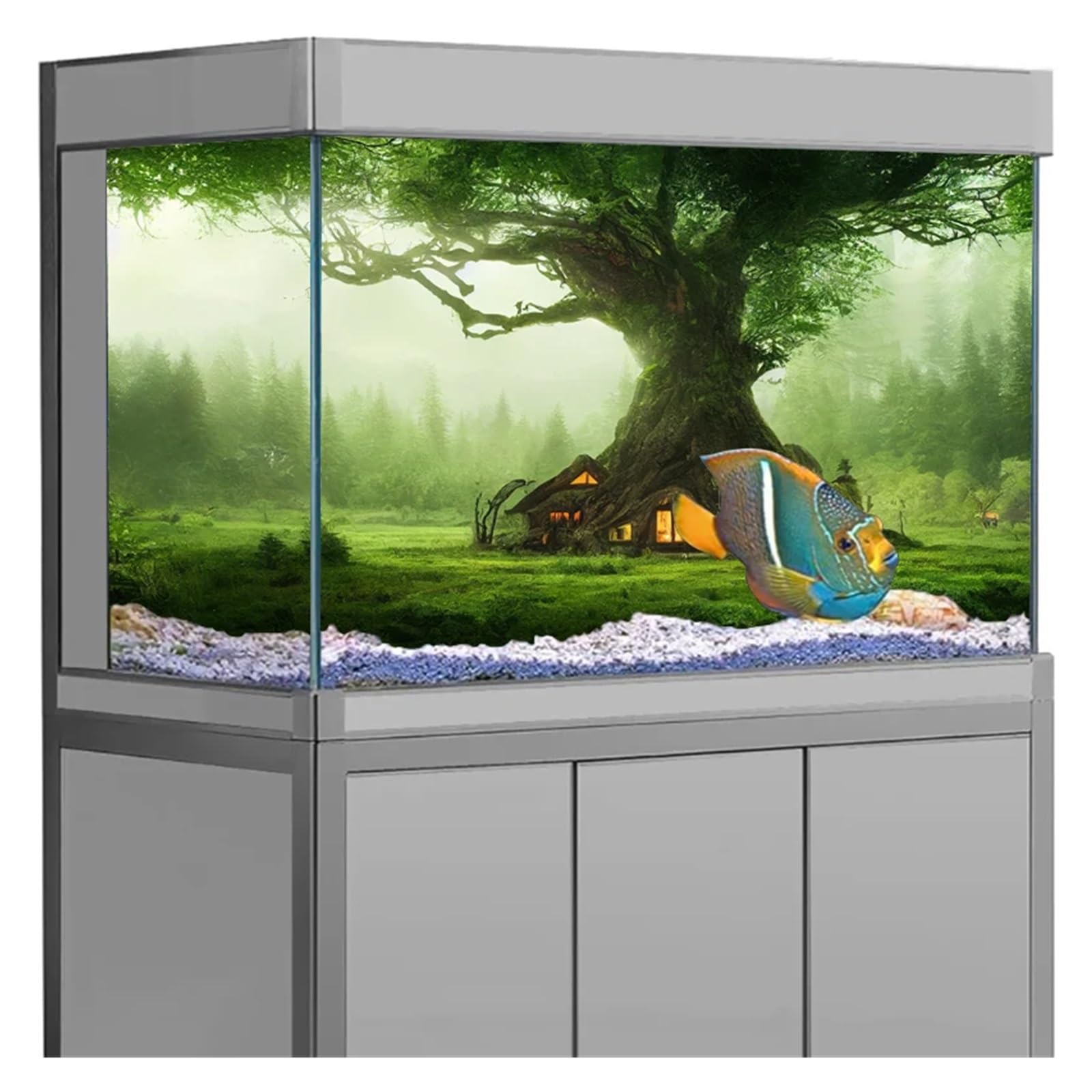 Aquarium Hintergrund Waldlandschaft Aquarium Aufkleber Hintergrund Poster Rock Stone Selbstklebende Fisch Tank Tapete(54x122cm)